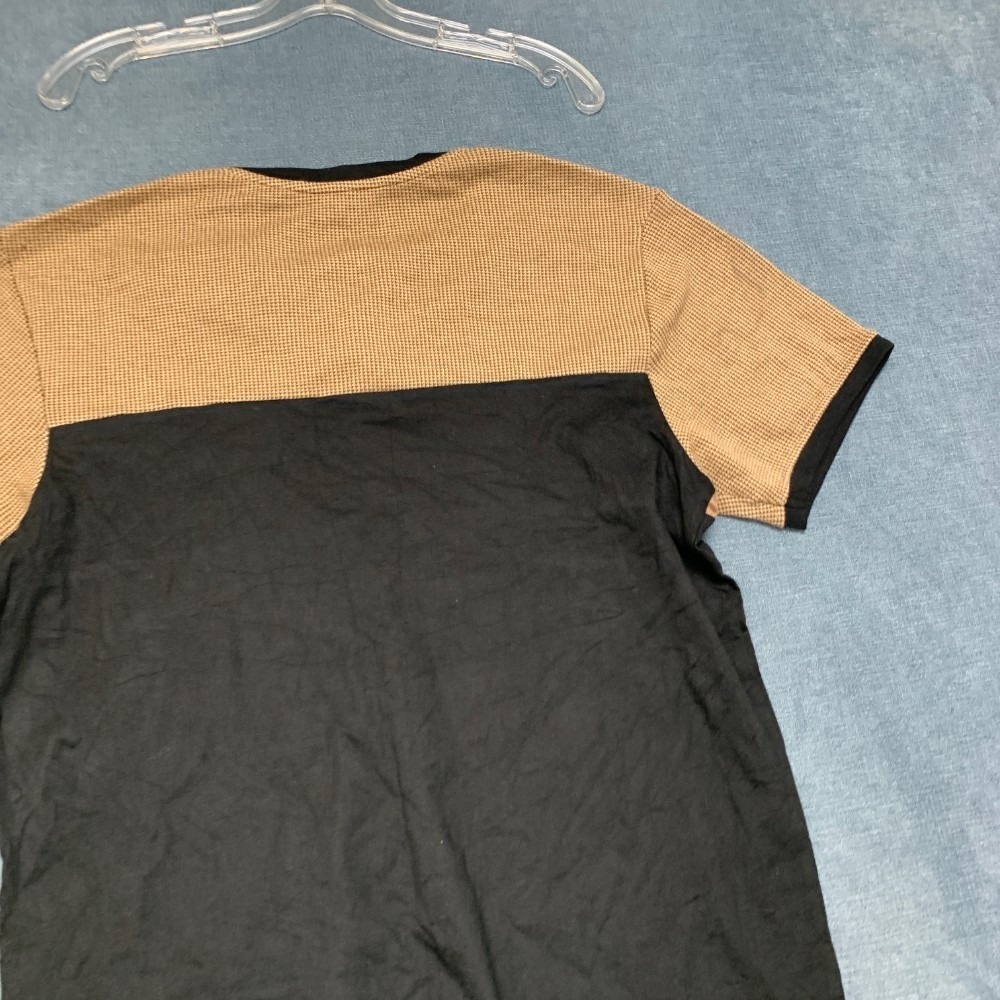 Guess Los Angeles T Shirt Mens Large Beige Black Colorblock Knit Summer Wear Tee - Picture 10 of 12